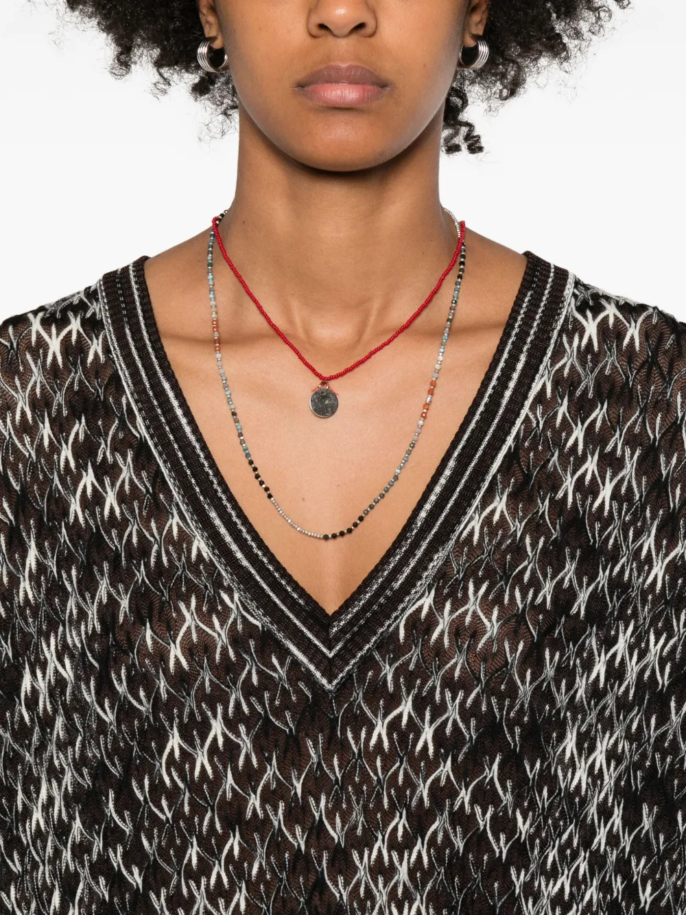 Missoni Geometric-pattern V-neck Sweater In Black