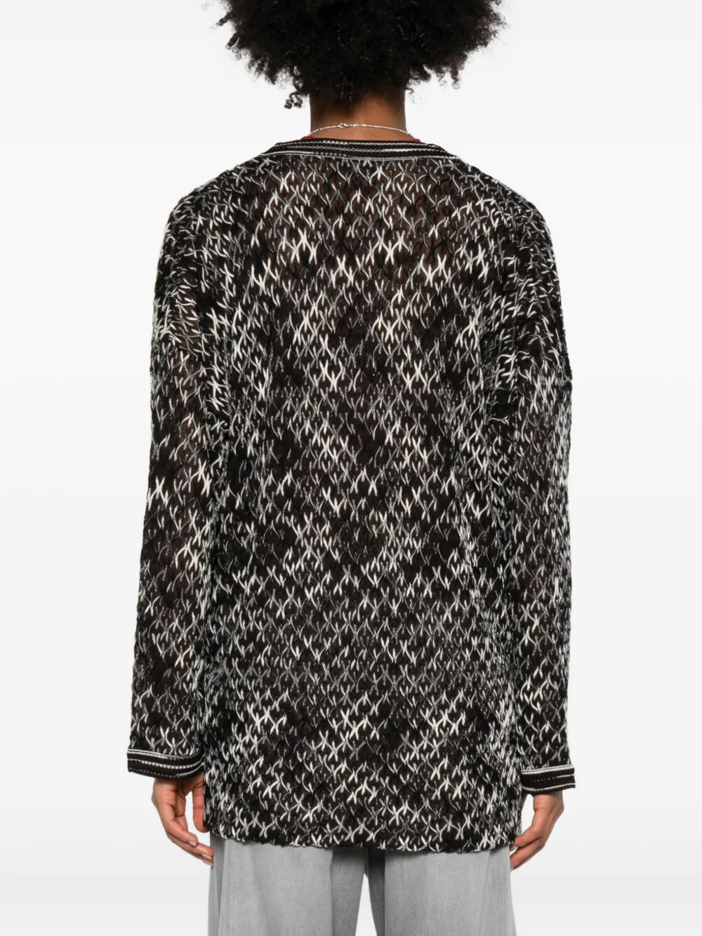 Missoni Geometric-pattern V-neck Sweater In Black