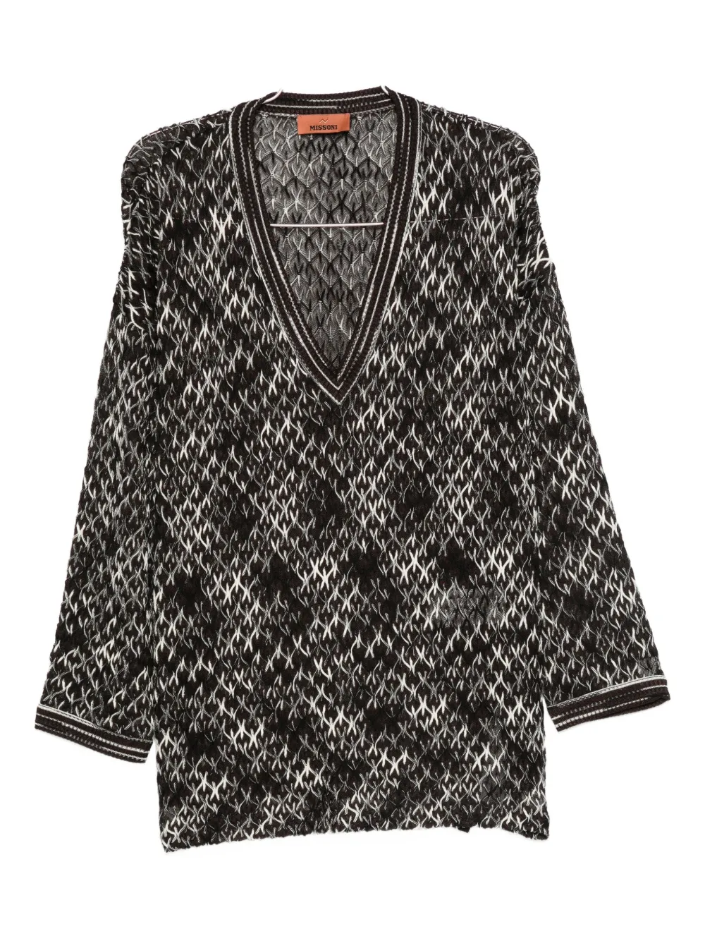 Missoni Geometric-pattern V-neck Sweater In Black