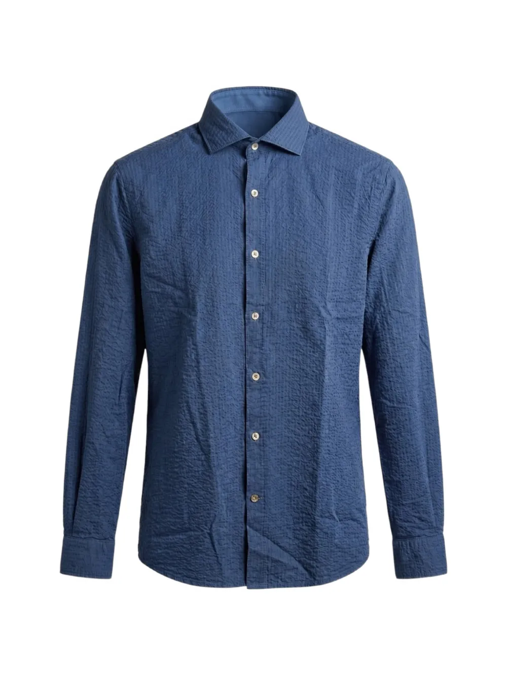 Alley Docks 963 Langärmeliges Hemd aus Seersucker - Blau