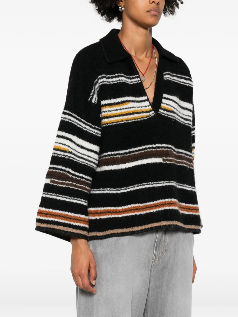 Missoni Oversized Striped Intarsia Sweater In Black
