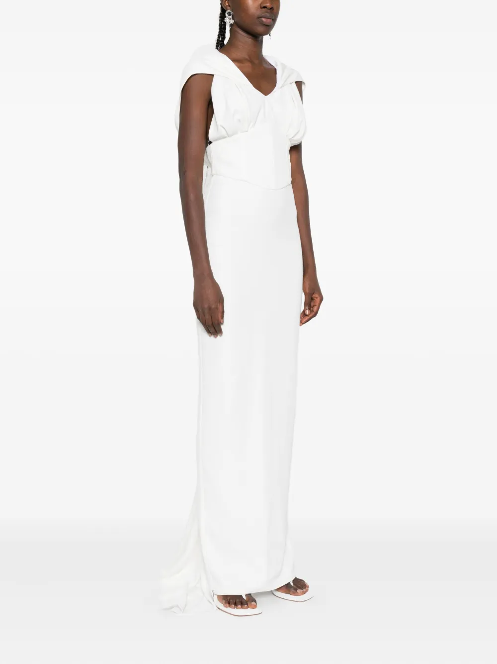 Vestiaire D'un Oiseau Libre Hooded Sleeveless Gown In White