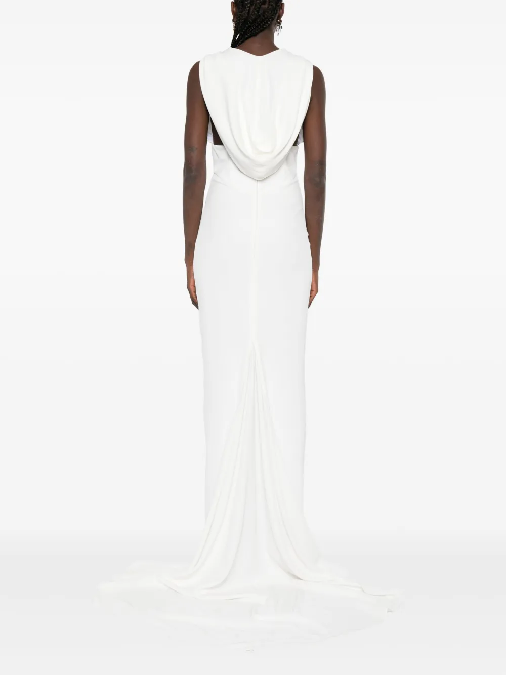 Vestiaire d'un Oiseau Libre Mouwloze avondjurk met capuchon Wit