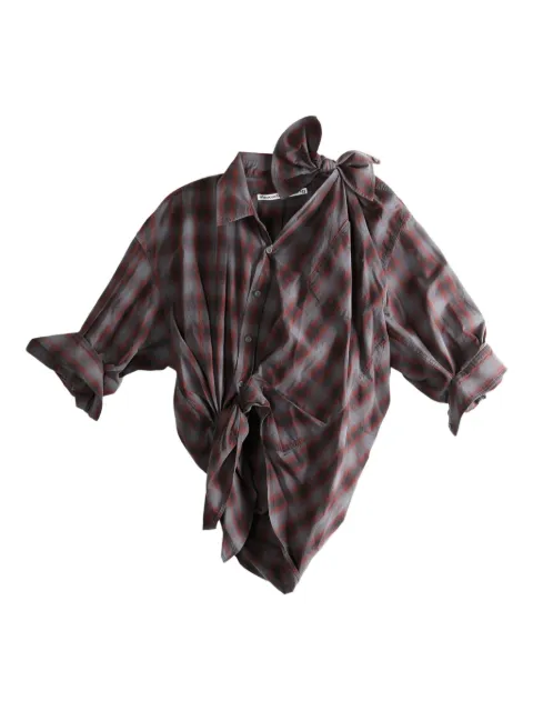 Alexander Wang plaid one-shoulder shirt