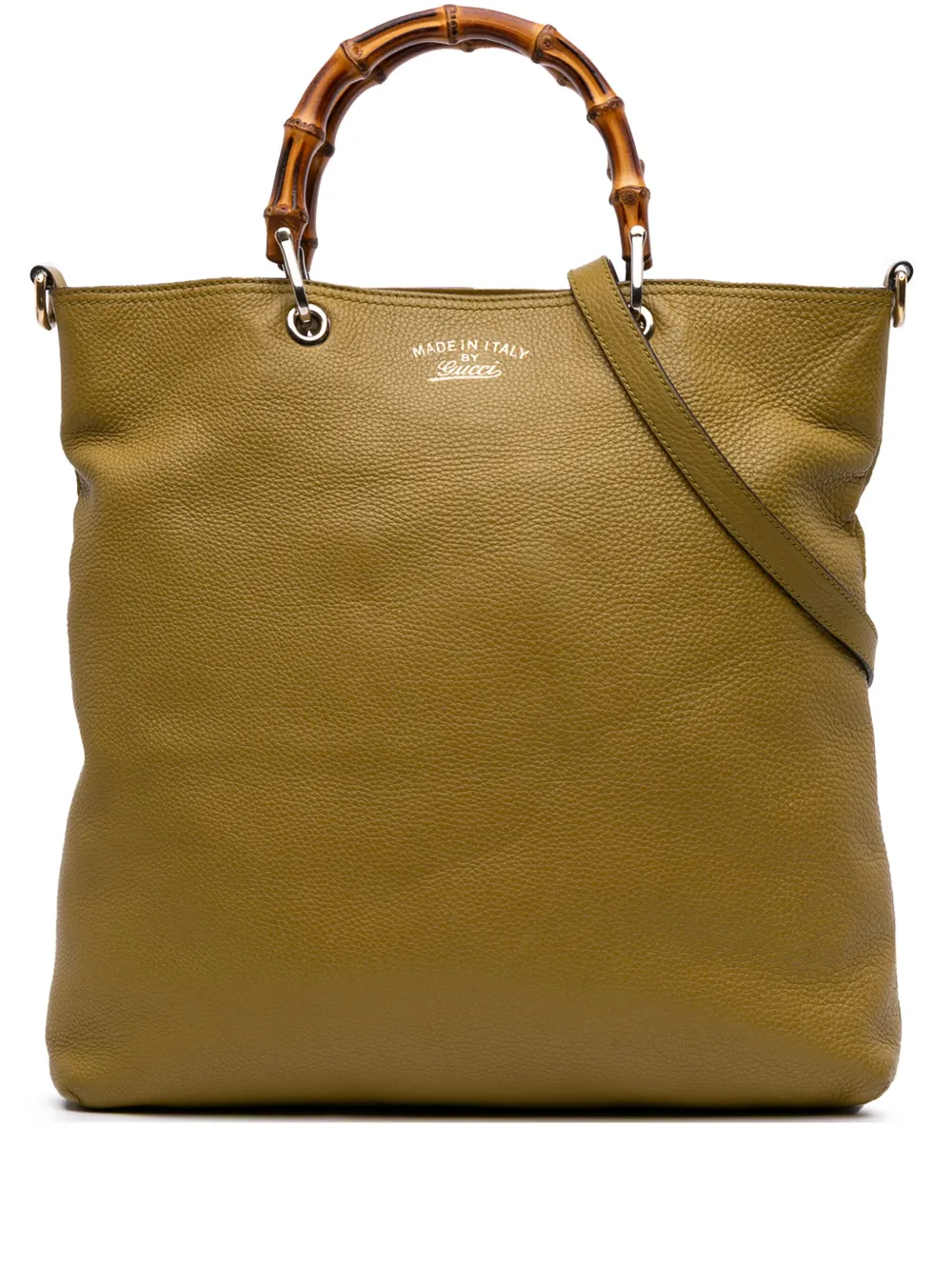 Pre-owned Gucci 2016-2025 Tall Leather Bamboo Shopper Tote Satchel In Yellow