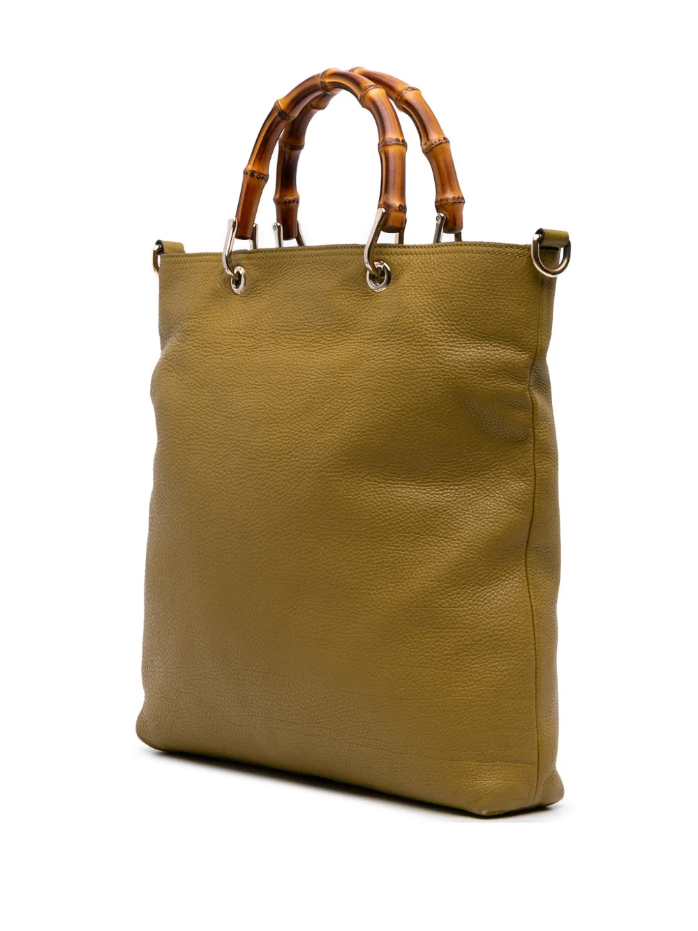 Pre-owned Gucci 2016-2025 Tall Leather Bamboo Shopper Tote Satchel In Yellow