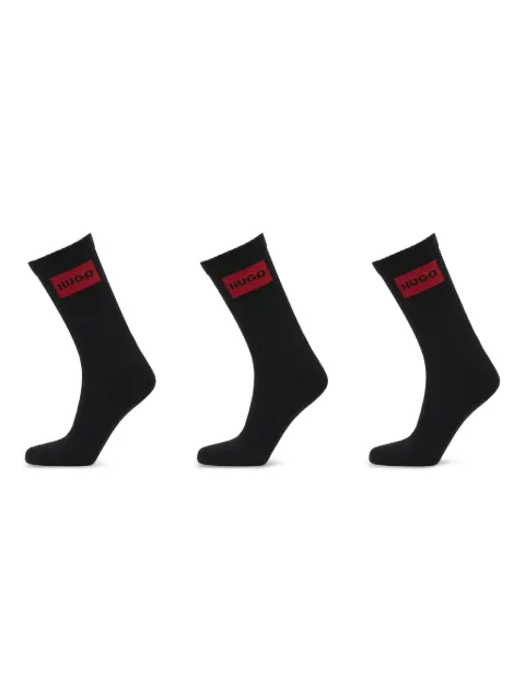 HUGO logo-label rib socks (pack of three)