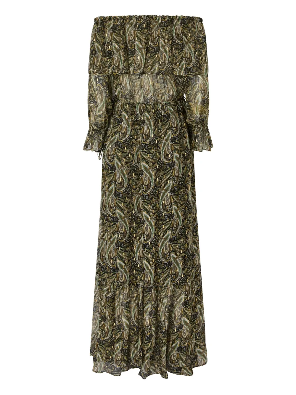 PINKO paisley-print off-shoulder maxi dress Groen