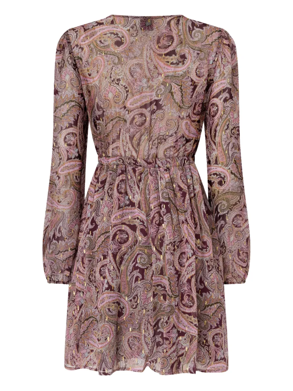 PINKO paisley-print tie-neck mini dress Roze
