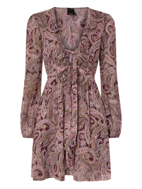 PINKO paisley-print tie-neck mini dress