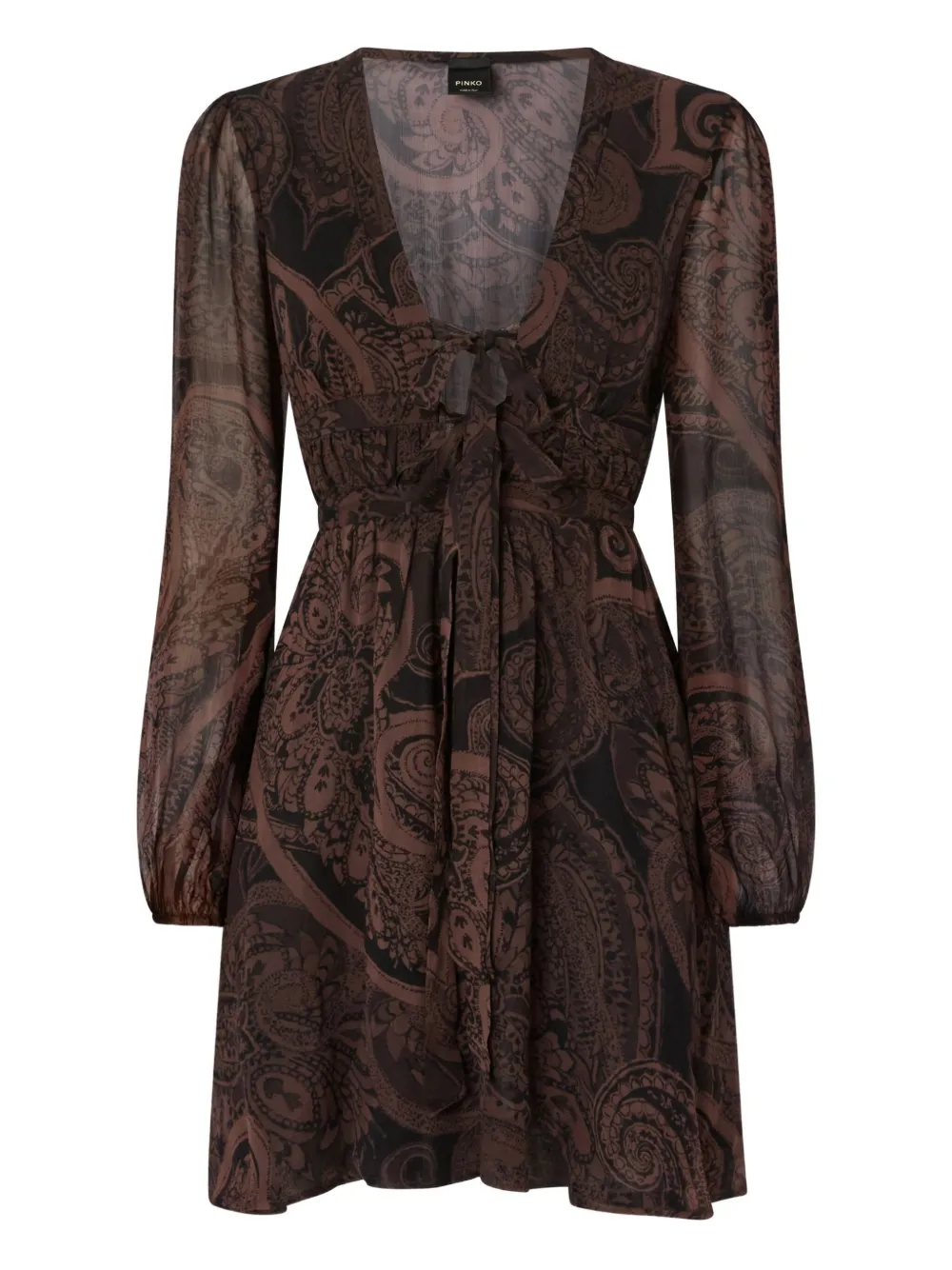 PINKO paisley-print tie-front midi dress Zwart