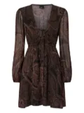 PINKO paisley-print tie-front midi dress - Black