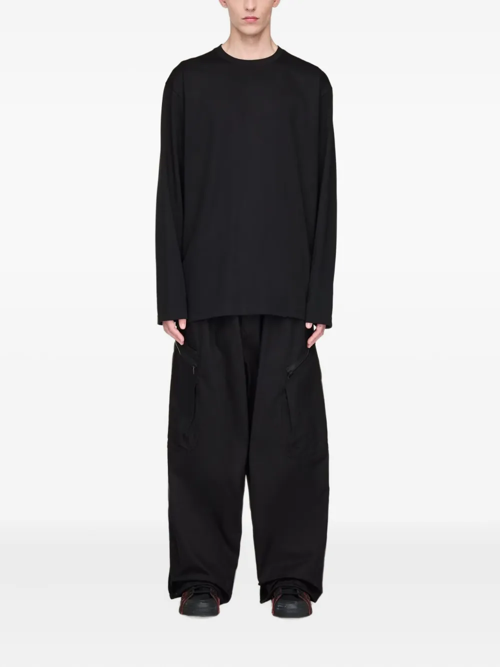 Y-3 pleated-details cargo trousers - Zwart