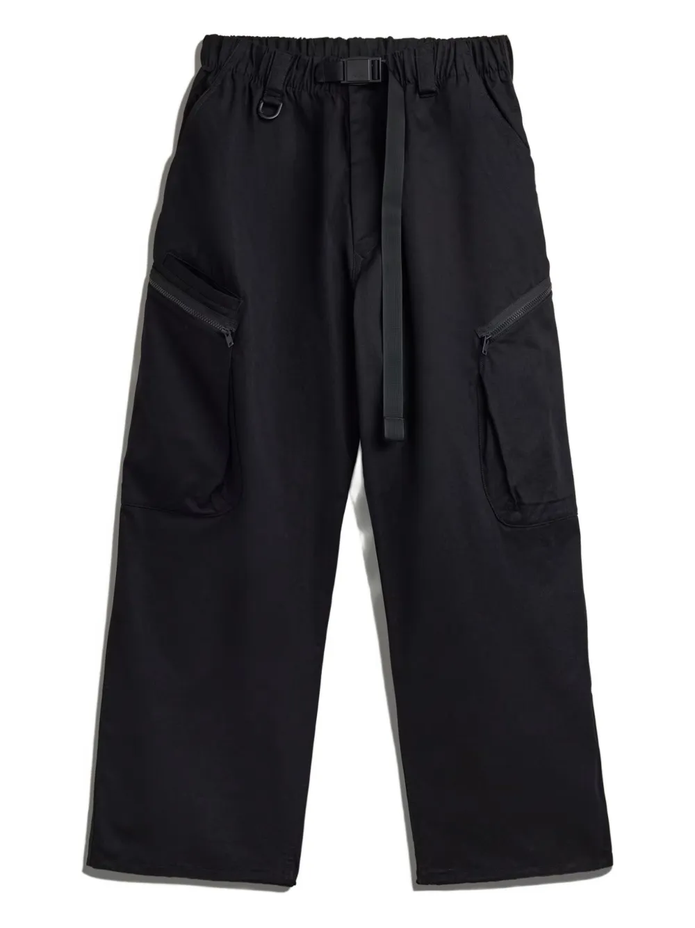 Y-3 Pleated-details Cargo Trousers In Black