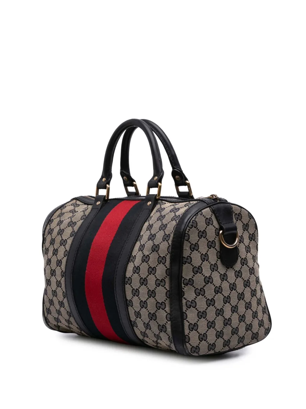 Pre-owned Gucci 2016-2025 Gg Canvas Web Joy Boston Bag Satchel In Brown