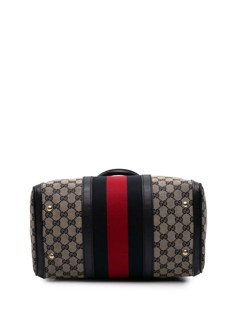 Pre-owned Gucci 2016-2025 Gg Canvas Web Joy Boston Bag Satchel In Brown