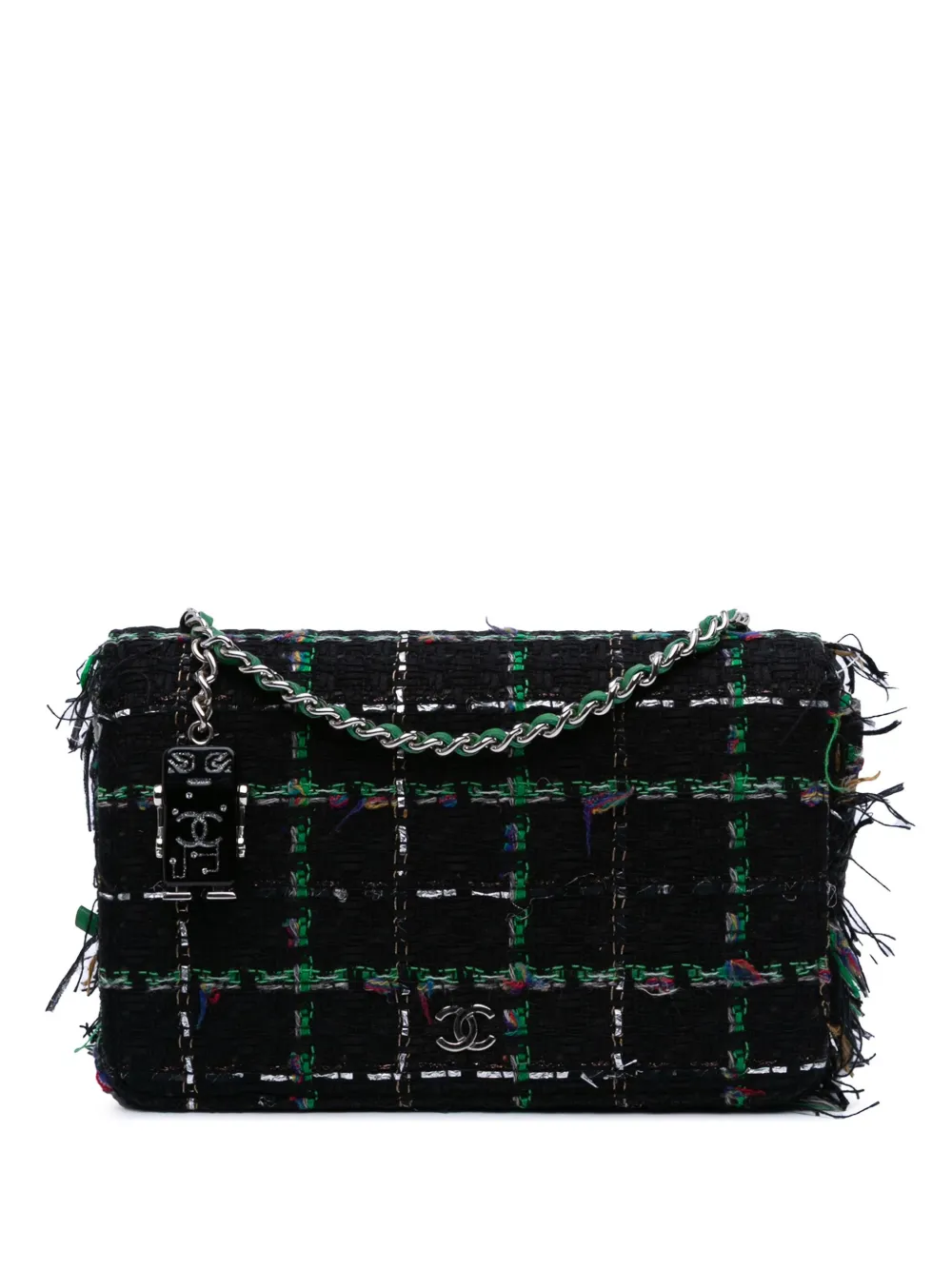 2016-2017 Quilted Boucle Tweed Robot Charm Wallet On Chain crossbody bag