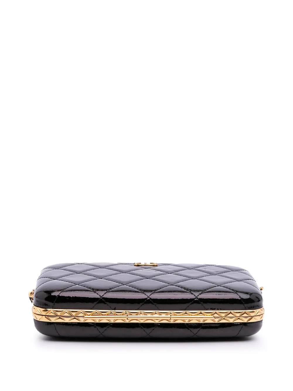 Pre-owned Chanel 2021 Large Glazed Goatskin Box With Chain Crossbody Bag In Black
