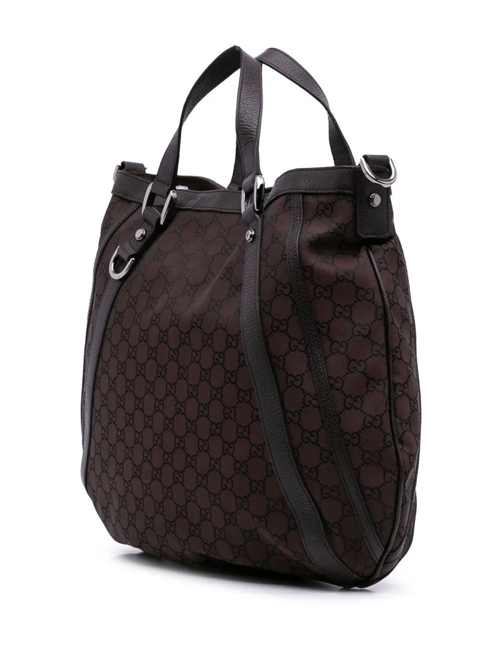 Pre-owned Gucci 2016-2025 Gg Canvas Abbey D Ring Convertible Satchel In Brown