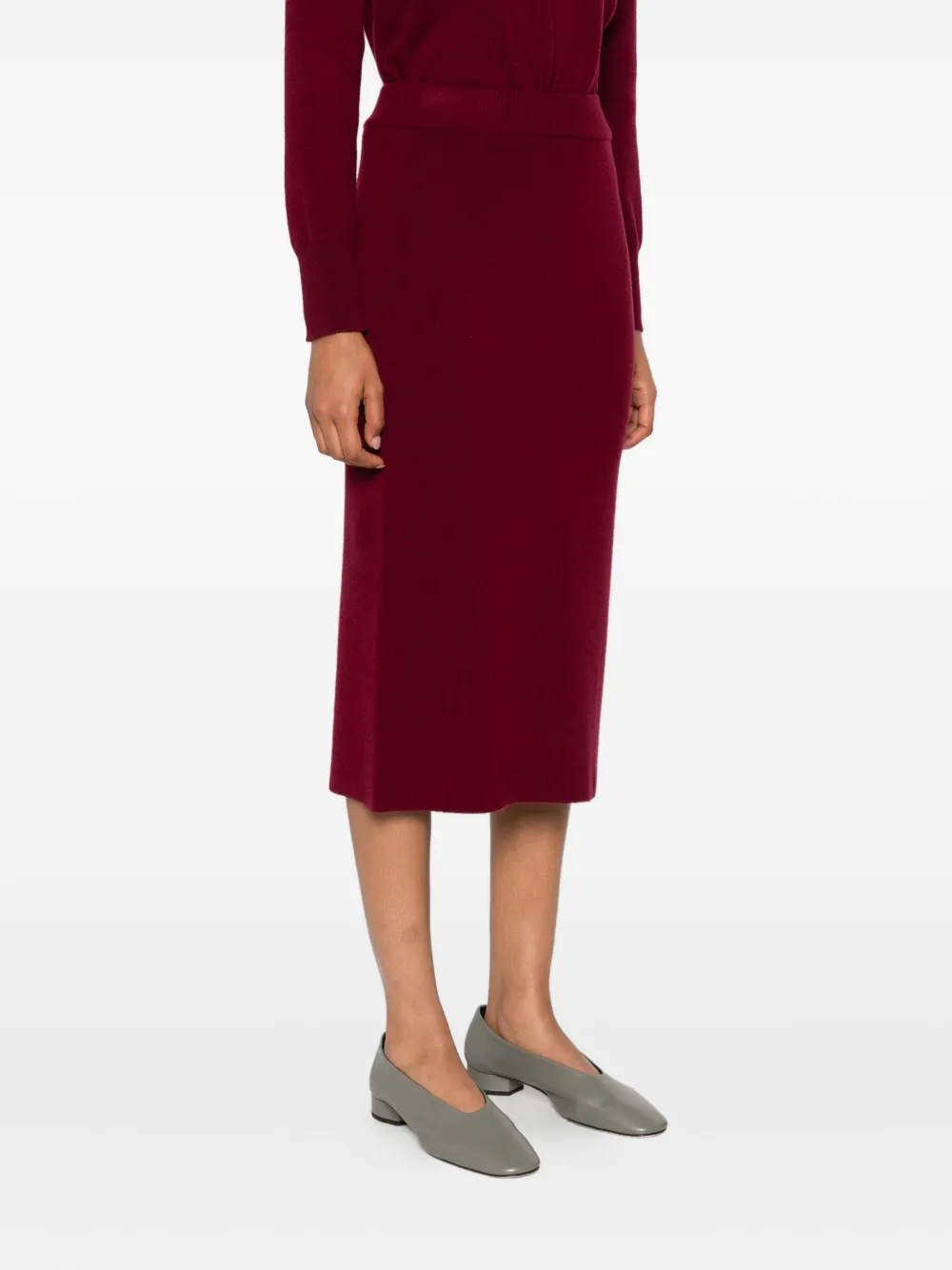 Daniele Fiesoli Merino-cashmere-blend Pencil Midi Skirt In Red