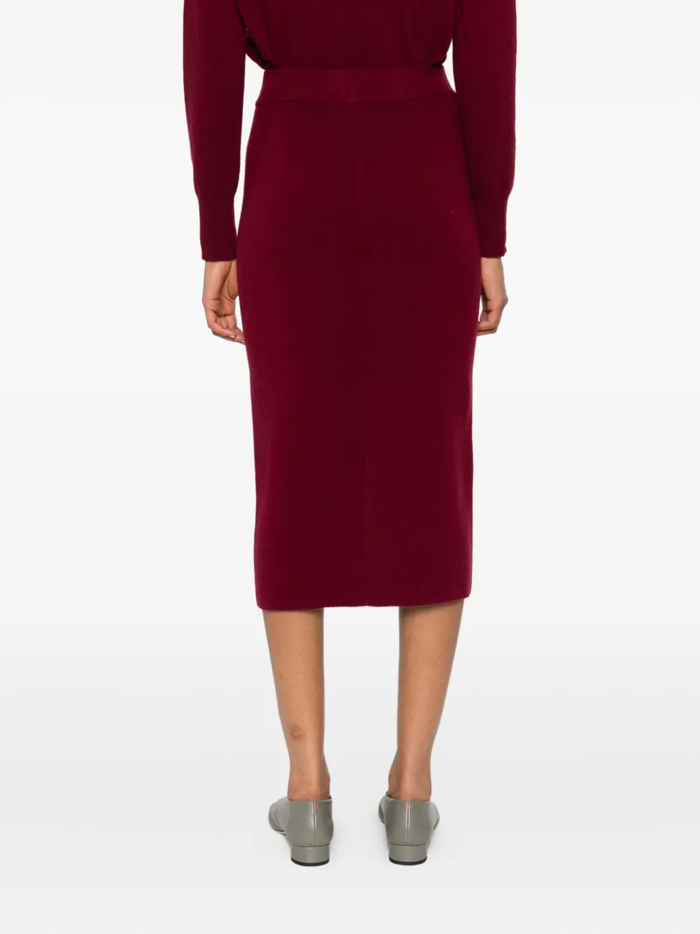 Daniele Fiesoli Merino-cashmere-blend Pencil Midi Skirt In Red