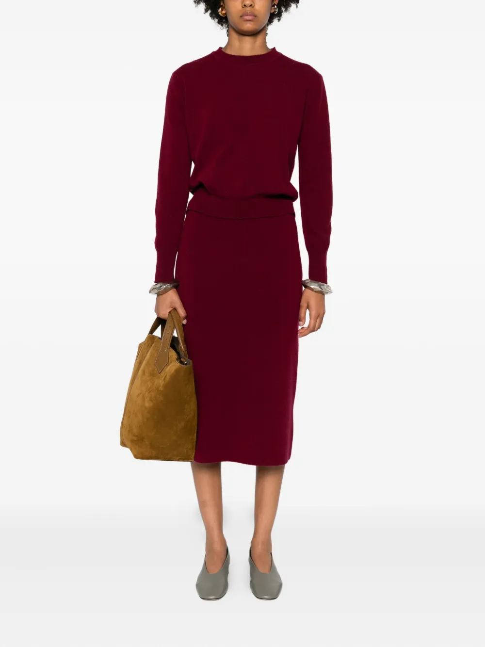 Daniele Fiesoli Midi-kokerrok van merino-kasjmierblend - Rood