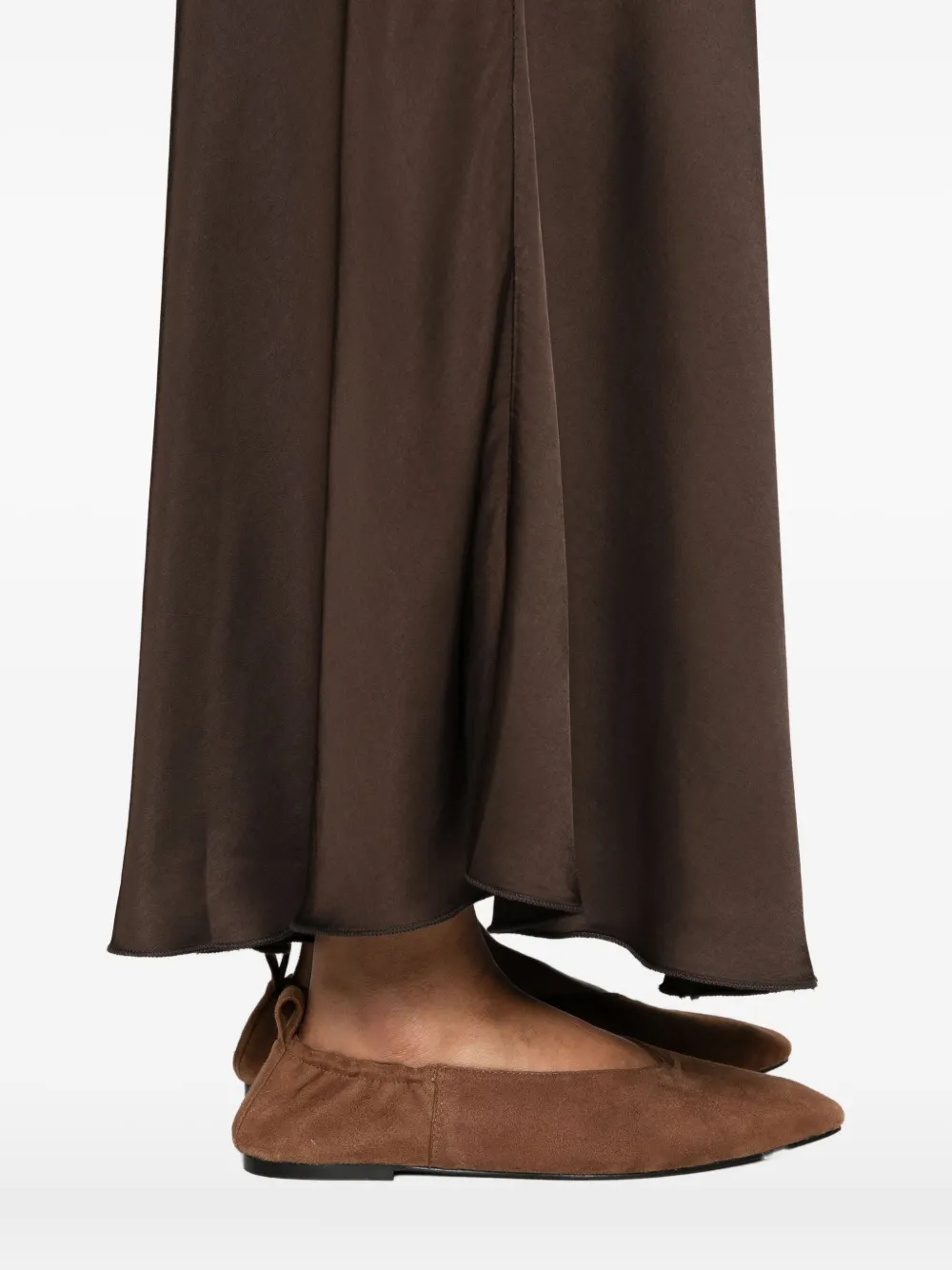 Daniele Fiesoli Satin Midi Skirt In Brown
