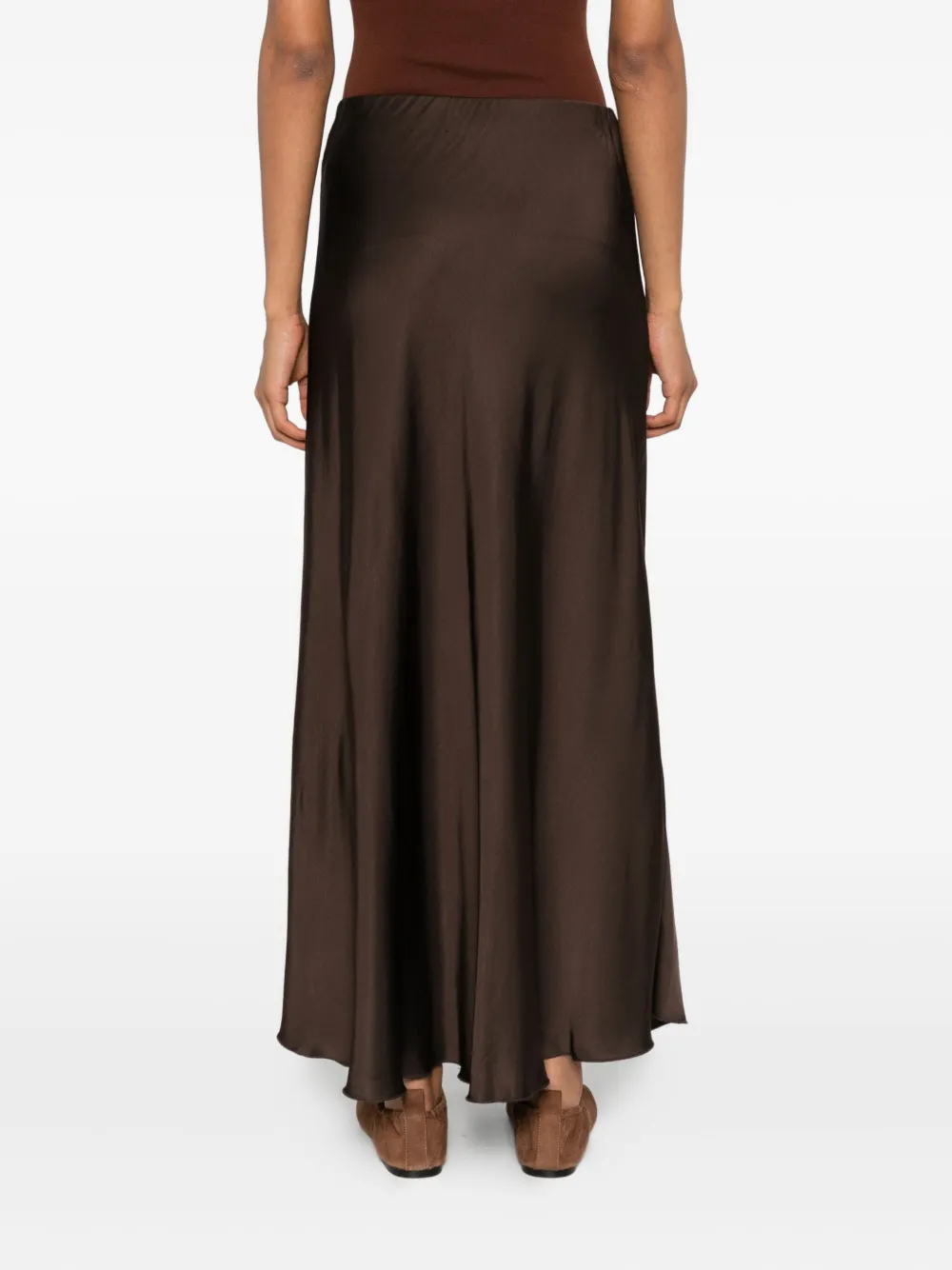 Daniele Fiesoli Satin Midi Skirt In Brown