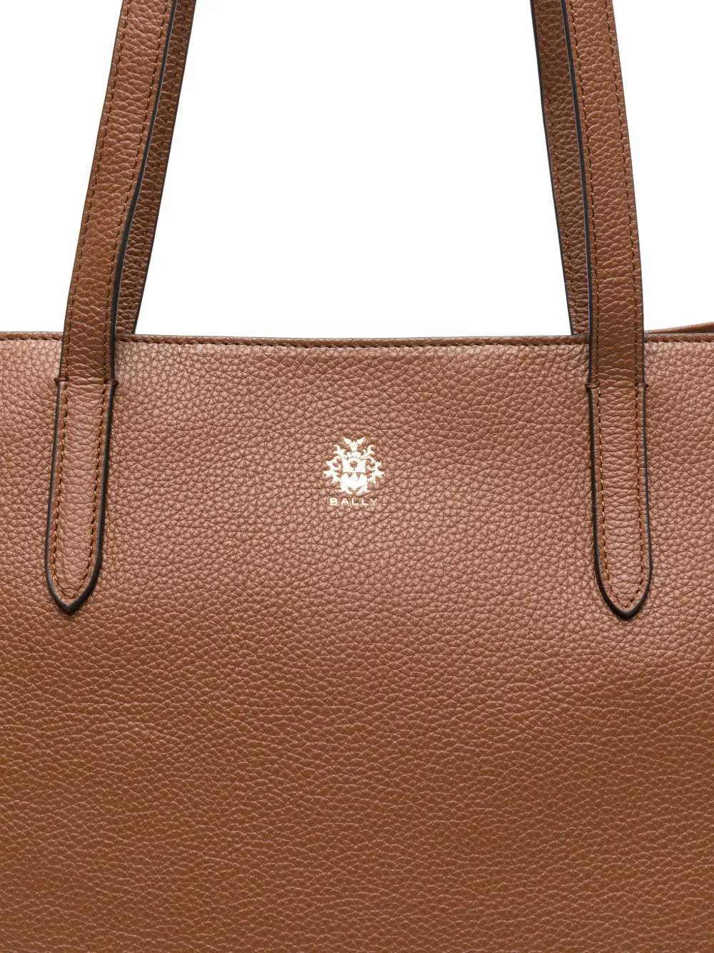 Bally Leren shopper met logo Bruin
