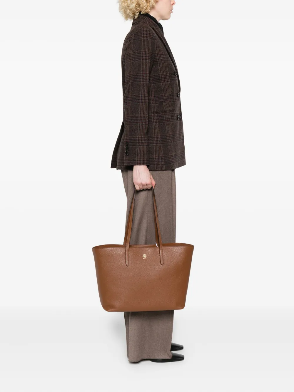 Bally logo-stamp leather tote bag - Bruin