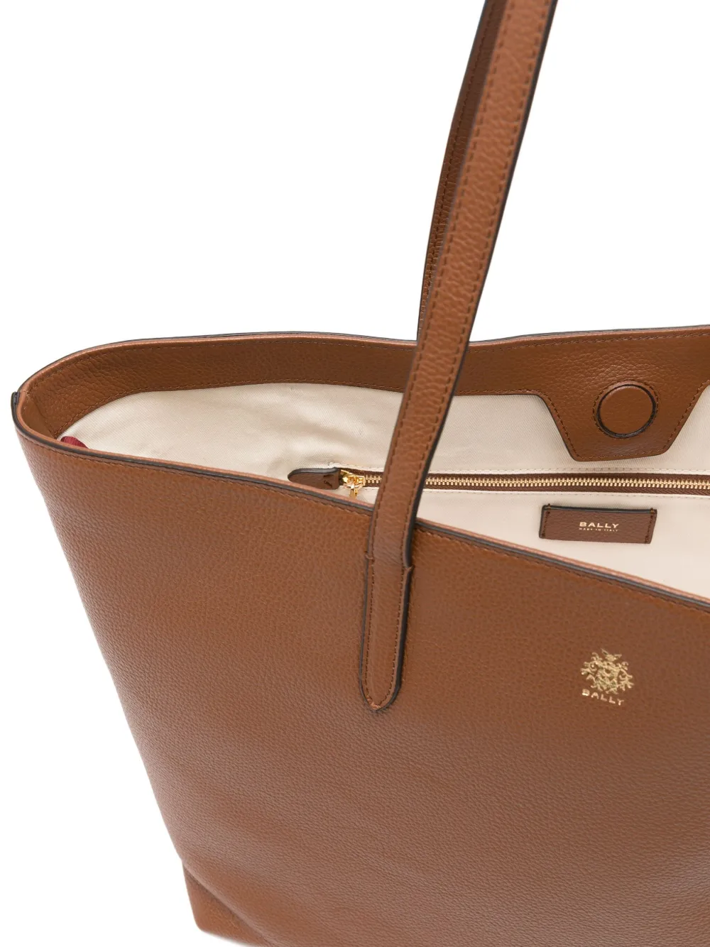 Bally Leren shopper met logo Bruin