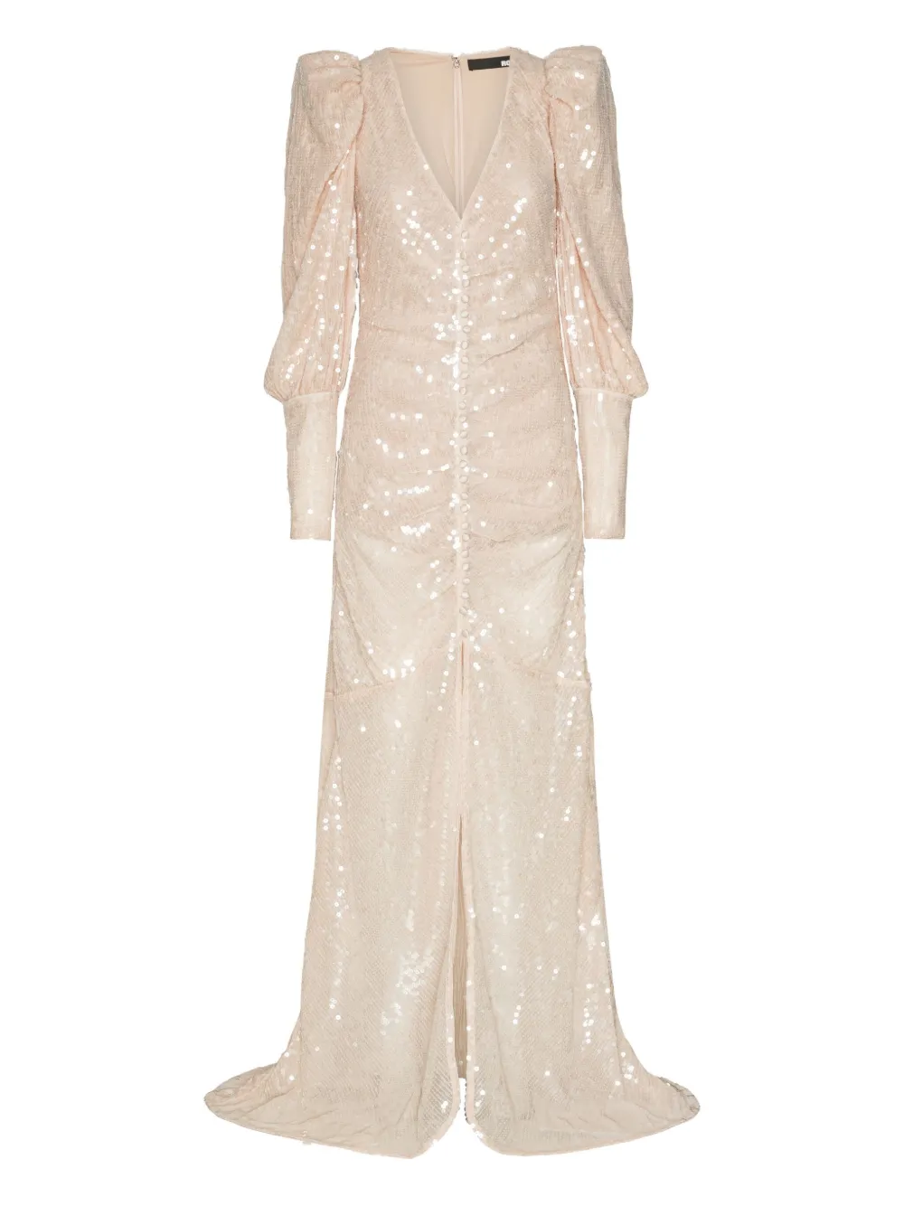 Rotate Birger Christensen Sequin-embellishment Puff-sleeve Maxi Dress In Neutral