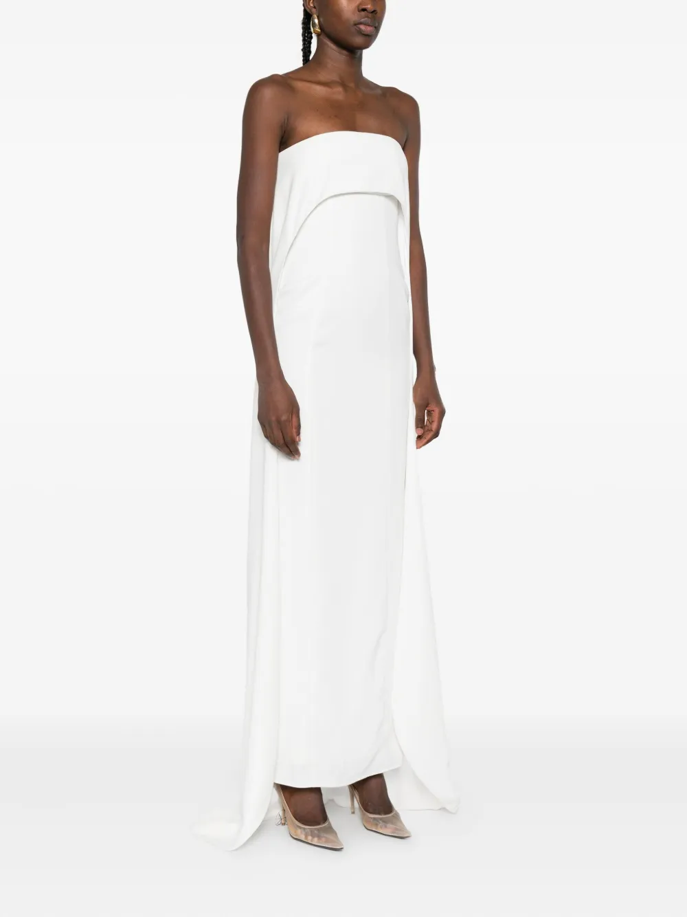 Vestiaire d'un Oiseau Libre Off-shoulder jurk met cape Wit