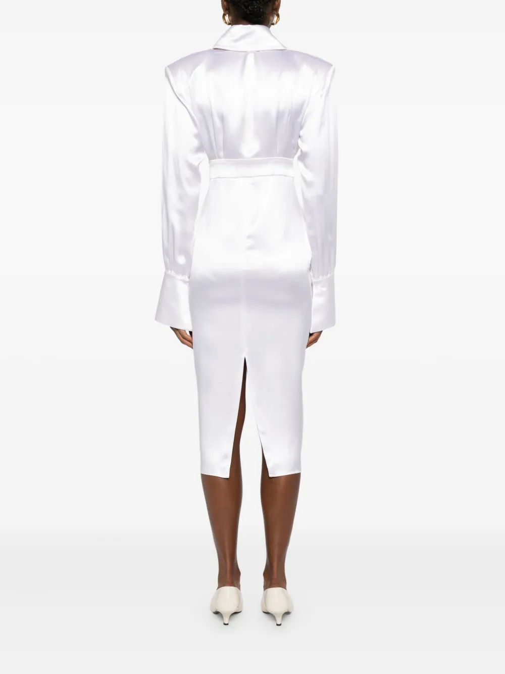 Vestiaire d'un Oiseau Libre Midi-jurk met schoudervullingen Wit