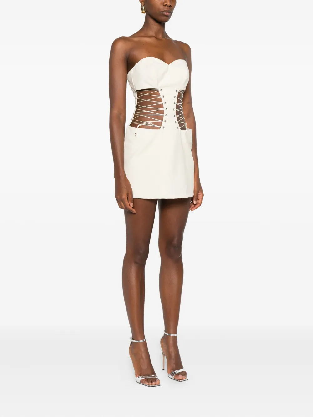 Vestiaire d'un Oiseau Libre Mini-jurk met korset en veters Wit