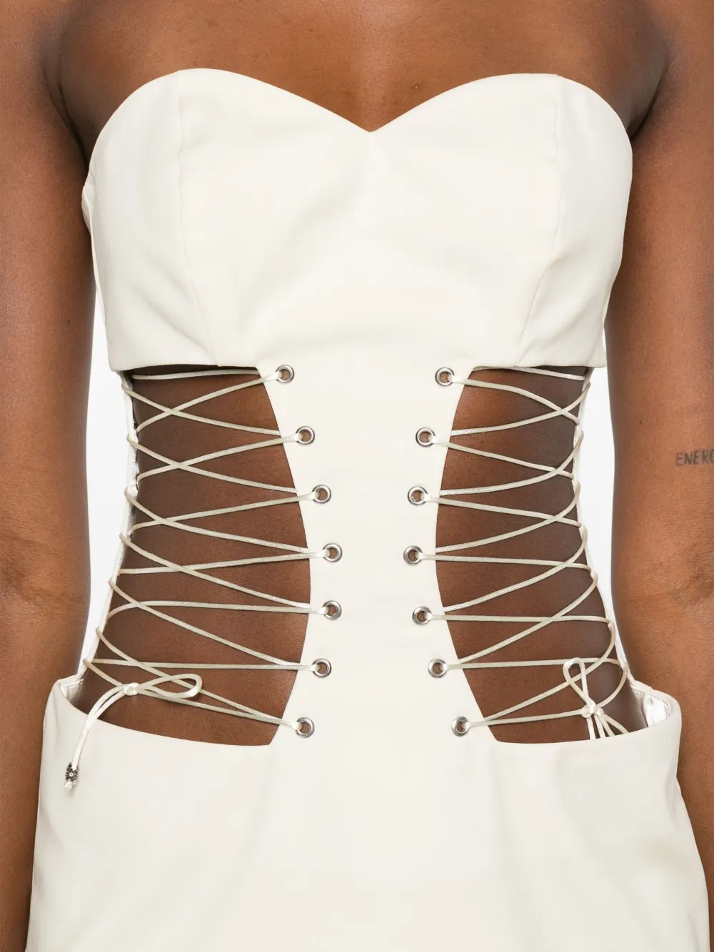 Vestiaire d'un Oiseau Libre Mini-jurk met korset en veters Wit