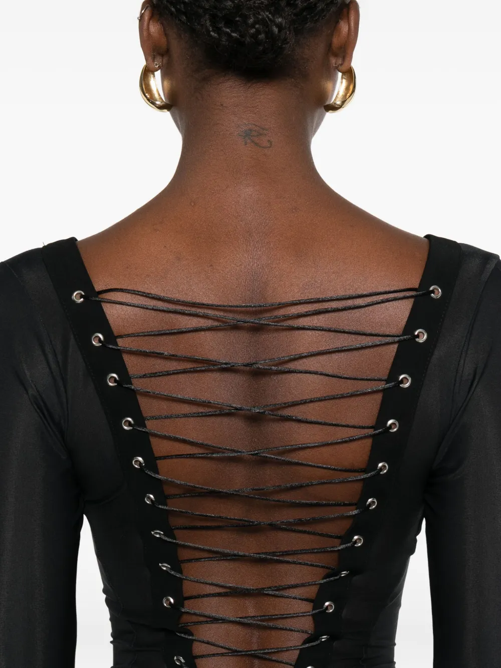 Vestiaire d'un Oiseau Libre Doorzichtige midi-jurk met veters Zwart