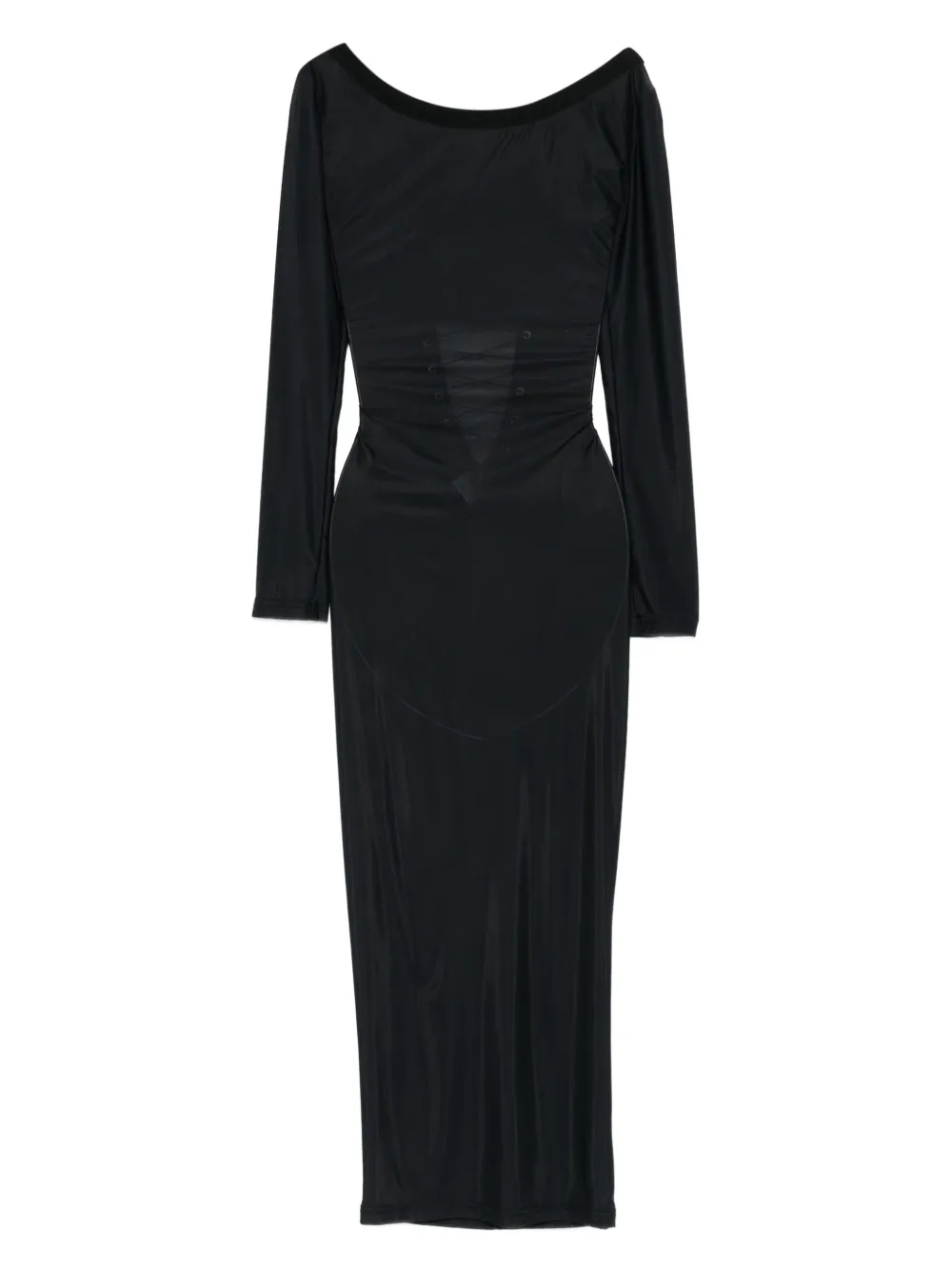 Vestiaire d'un Oiseau Libre lace-up sheer midi dress | Black | Image 1