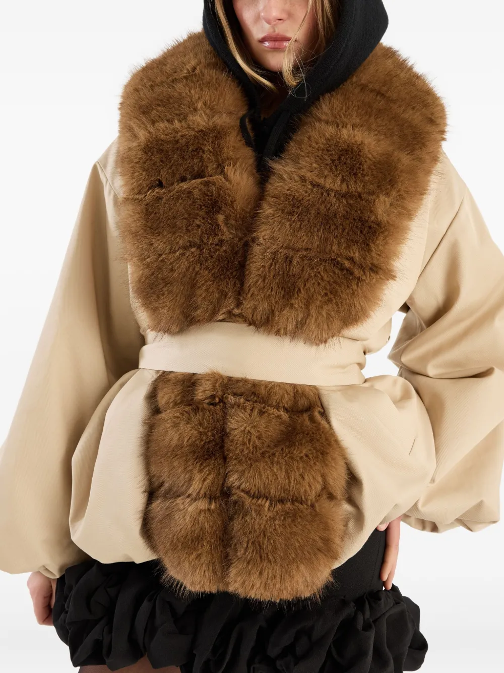 Rotate Birger Christensen Giacca Con Collo In Pelliccia Sintetica Beige In Neutral