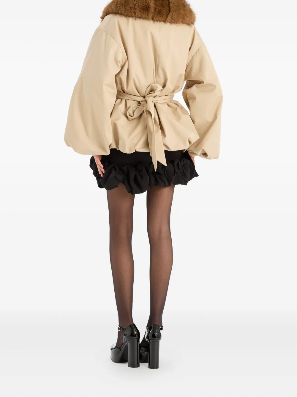 Rotate Birger Christensen Giacca Con Collo In Pelliccia Sintetica Beige In Neutral