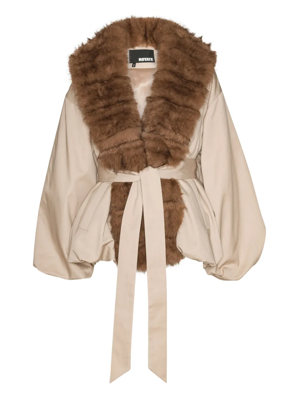 Rotate Birger Christensen Giacca Con Collo In Pelliccia Sintetica Beige In Neutral