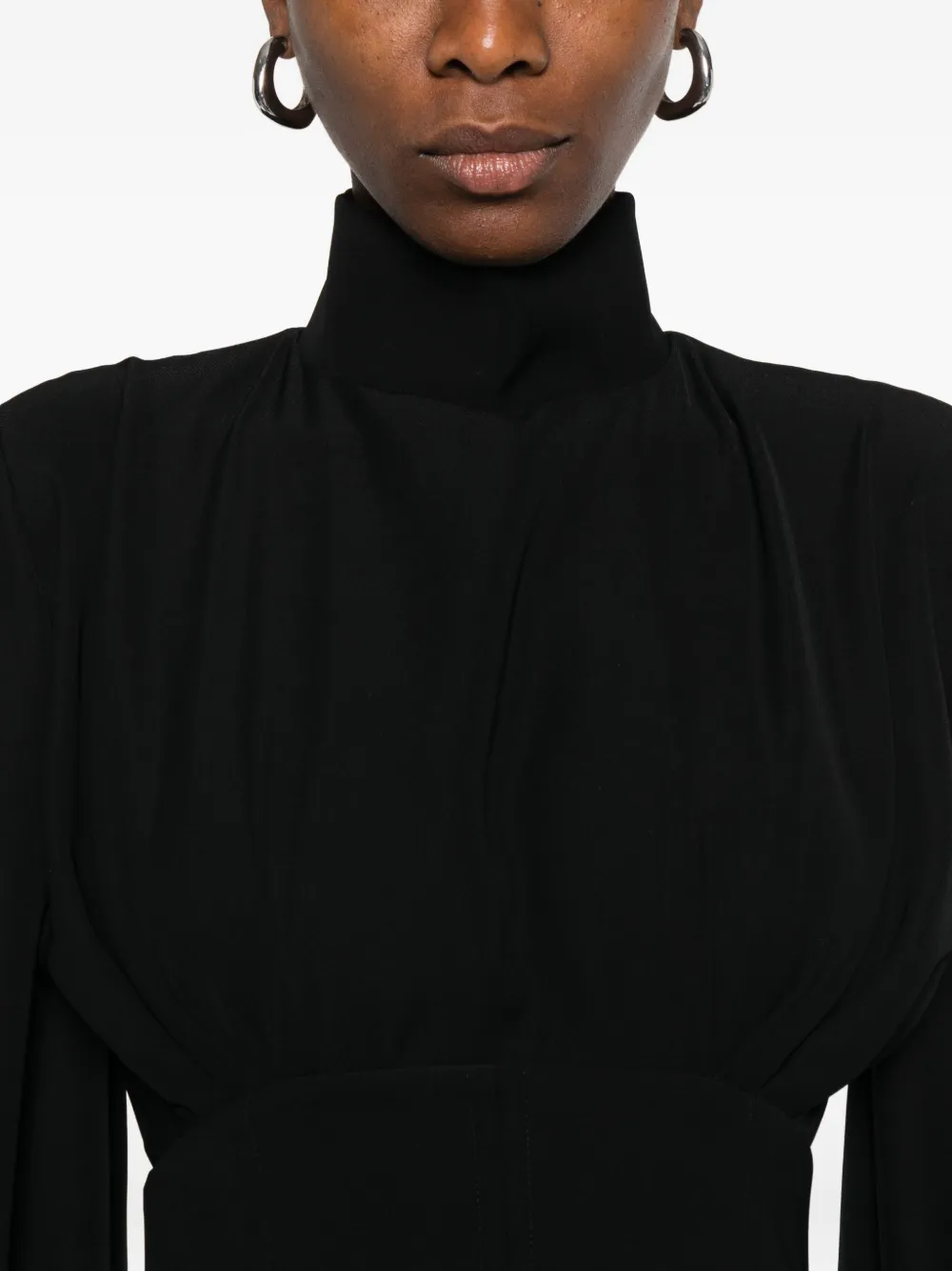 Vestiaire d'un Oiseau Libre Eve mini-jurk met hoge hals en ballonmouwen Zwart