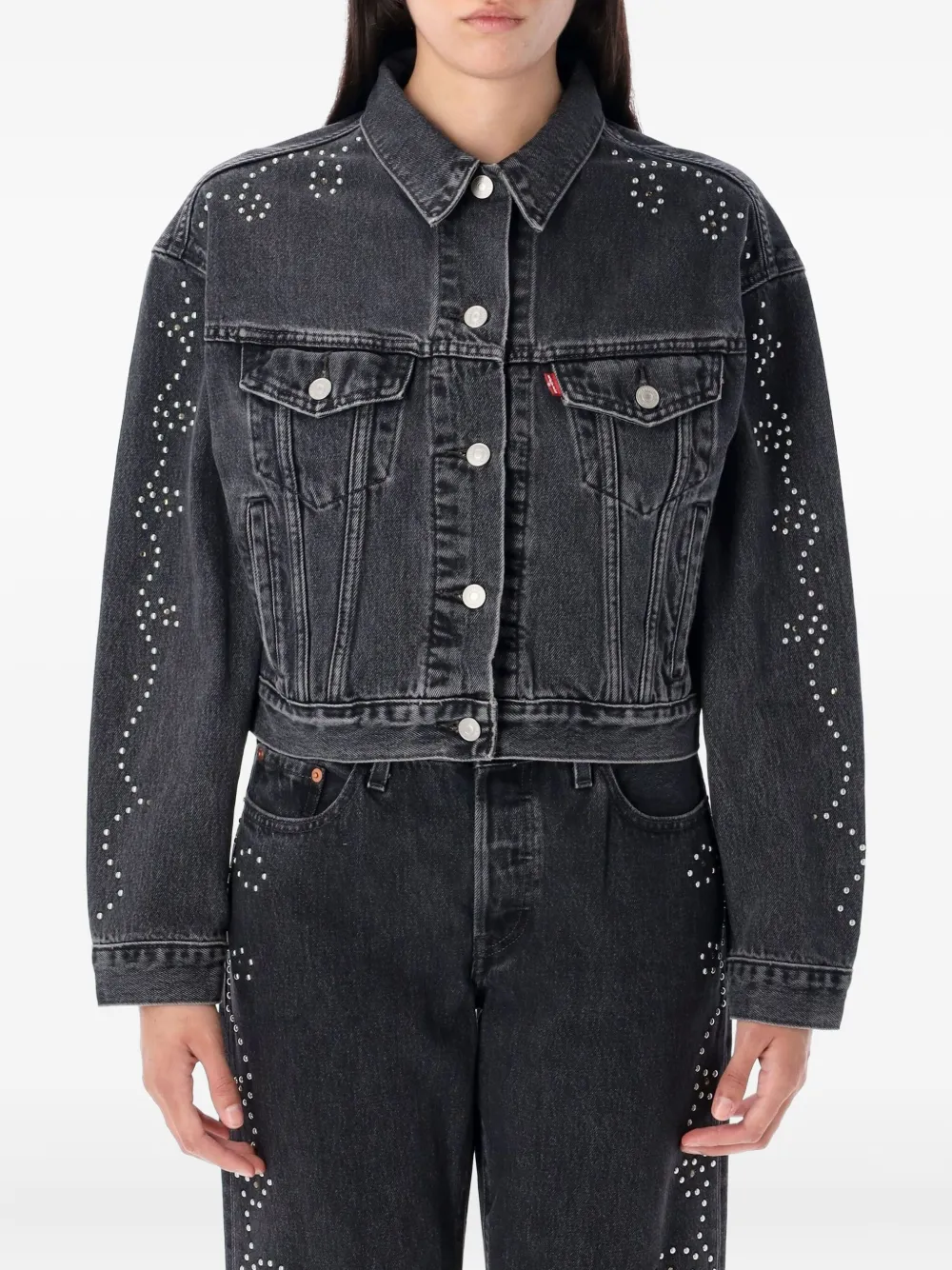 90's Trucker Studs embellished denim jacket