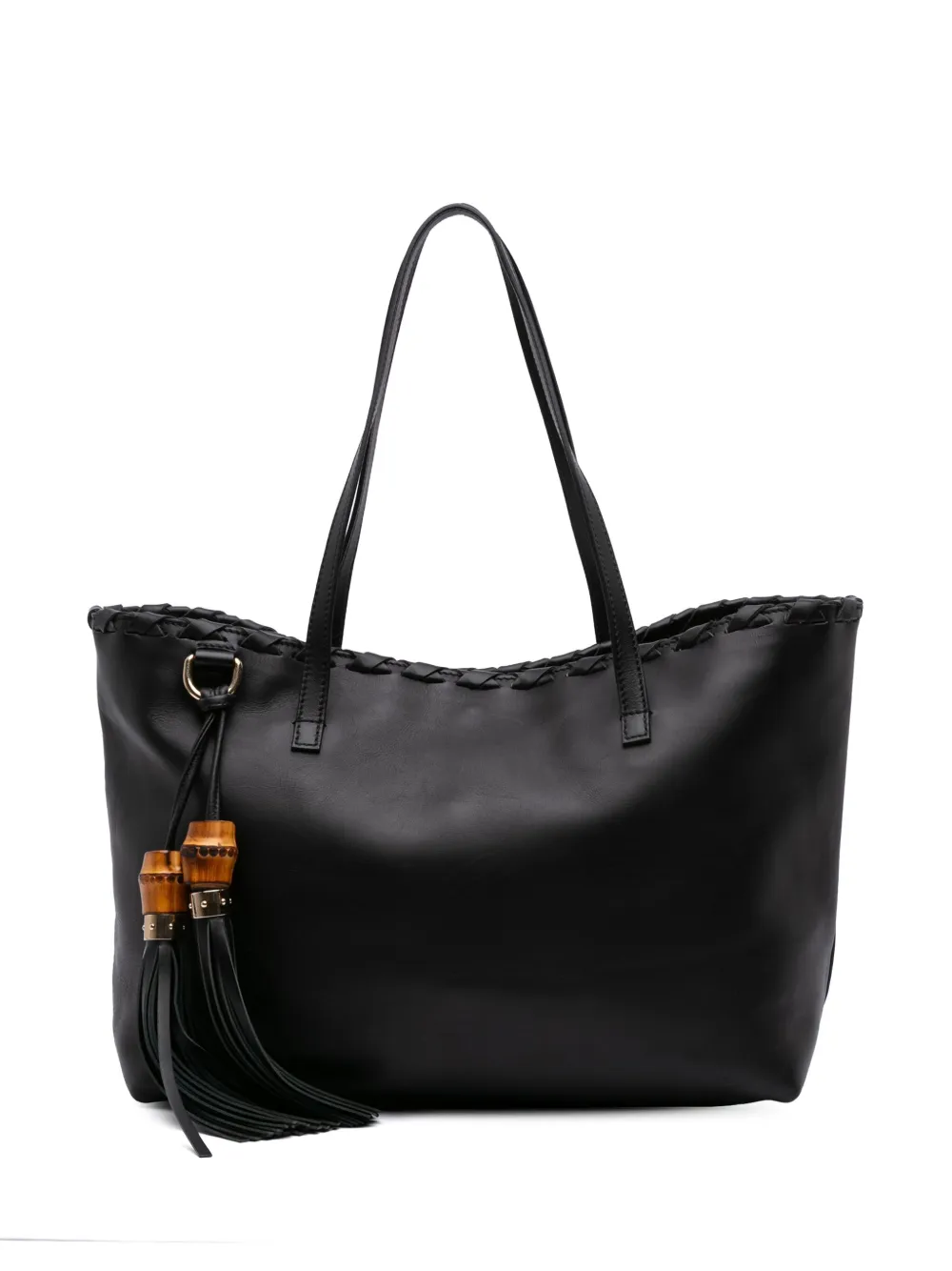 2016-2025 Leather Bamboo Tassel tote bag