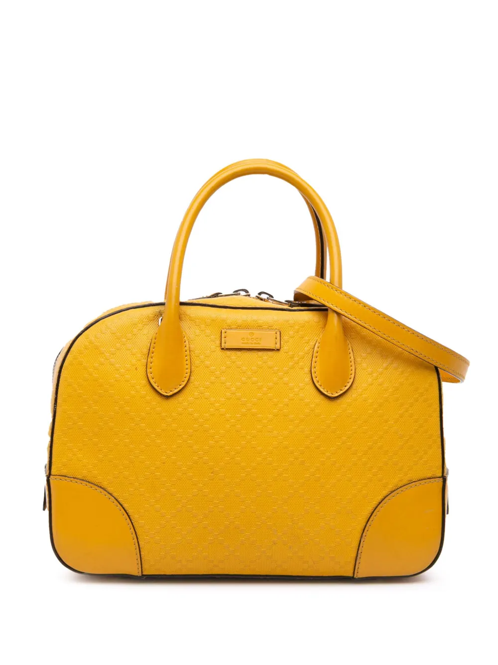 Pre-owned Gucci 2016-2025 Diamante Bright Leather Satchel In Yellow