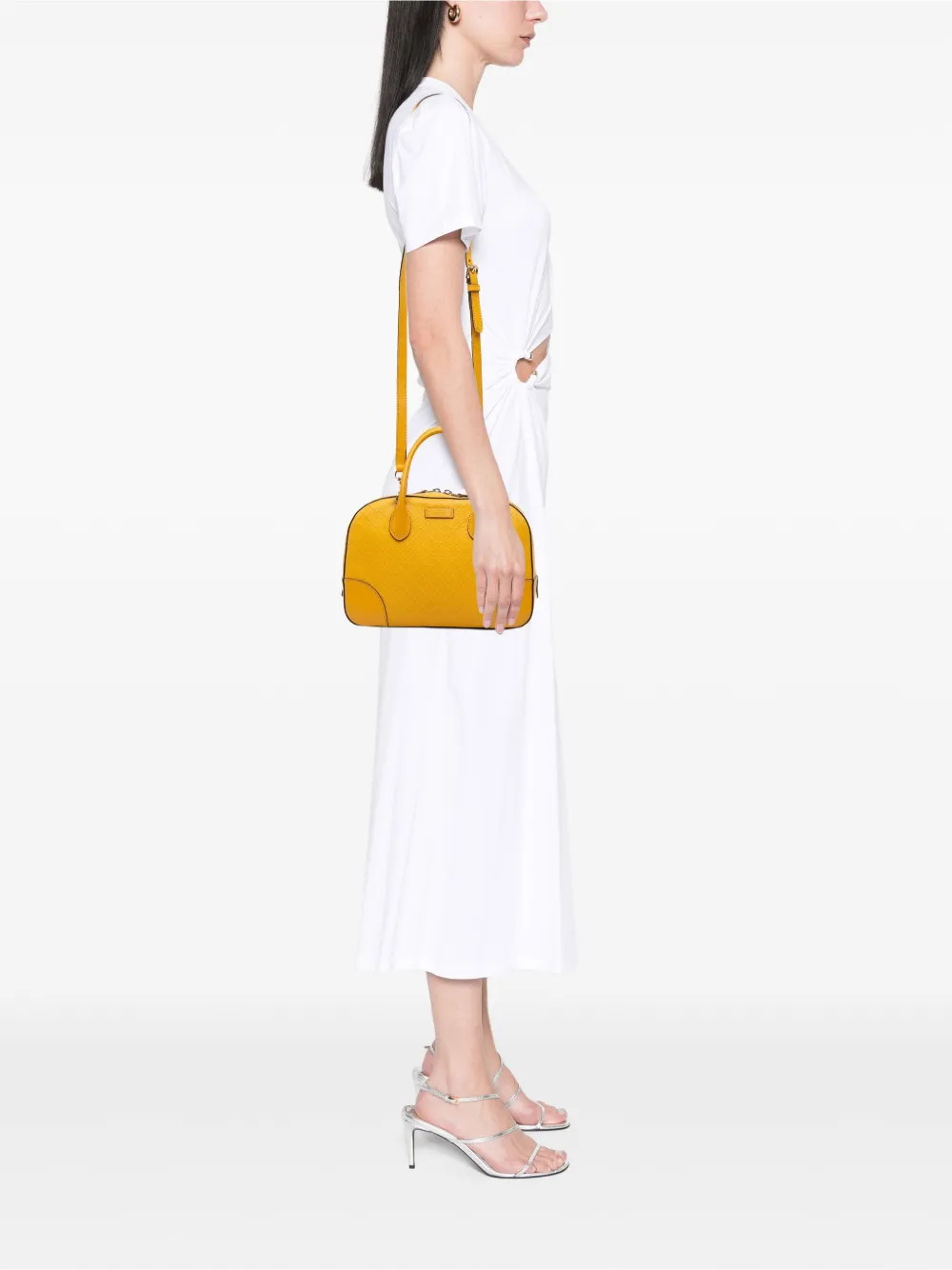 Pre-owned Gucci 2016-2025 Diamante Bright Leather Satchel In Yellow