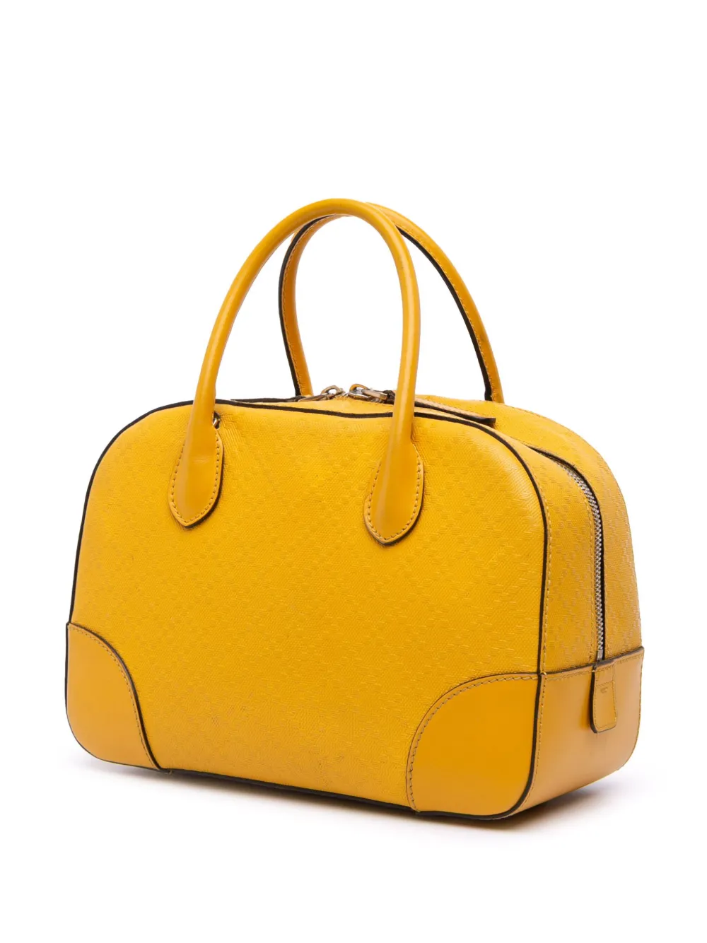 Pre-owned Gucci 2016-2025 Diamante Bright Leather Satchel In Yellow