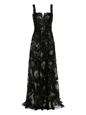オールインワン・サロペット Saiid Kobeisy Black Lace Dress High-low brocade beaded dress – Saiid Kobeisy Online