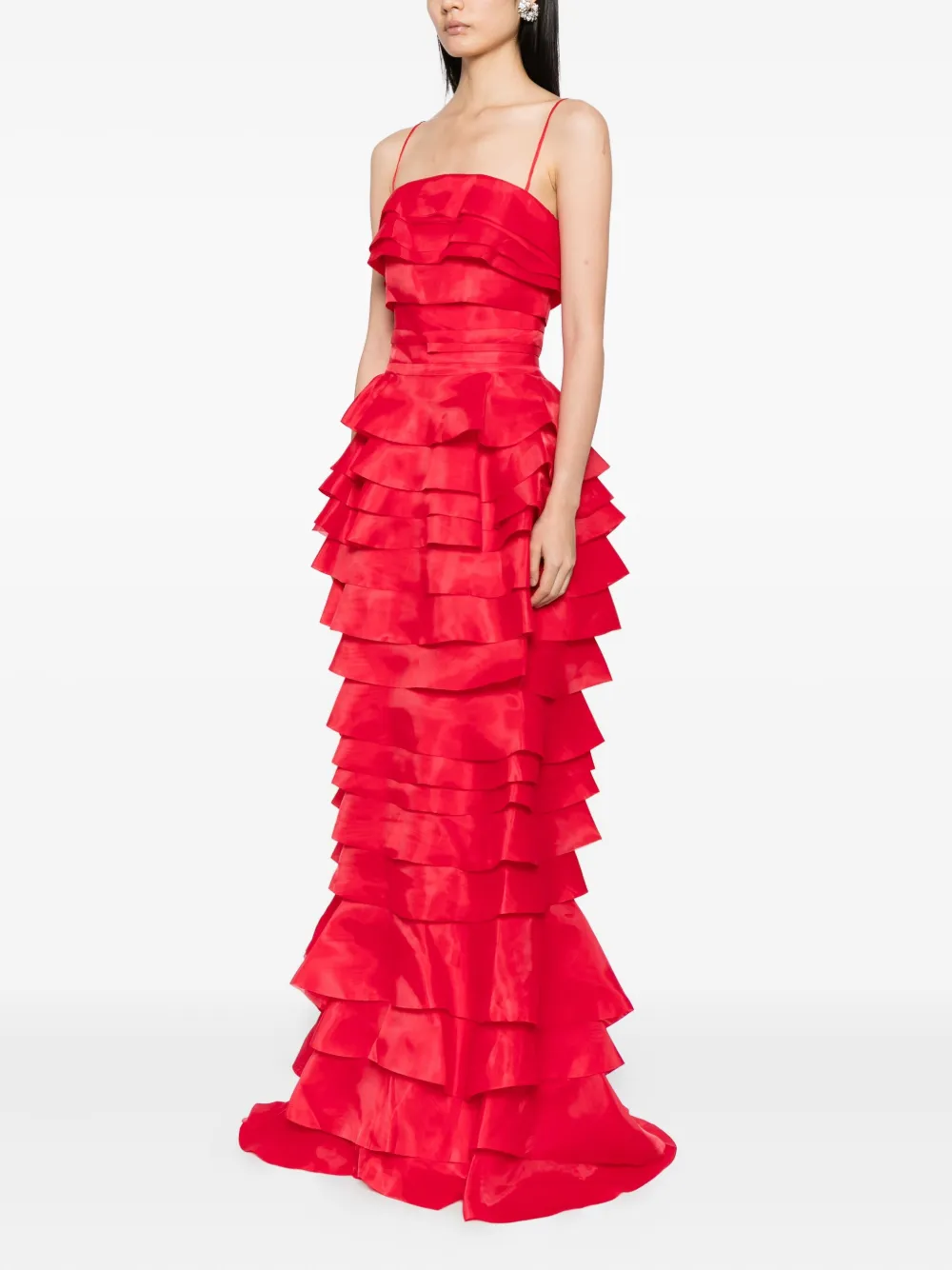 Saiid Kobeisy Gelaagde organza jurk Rood