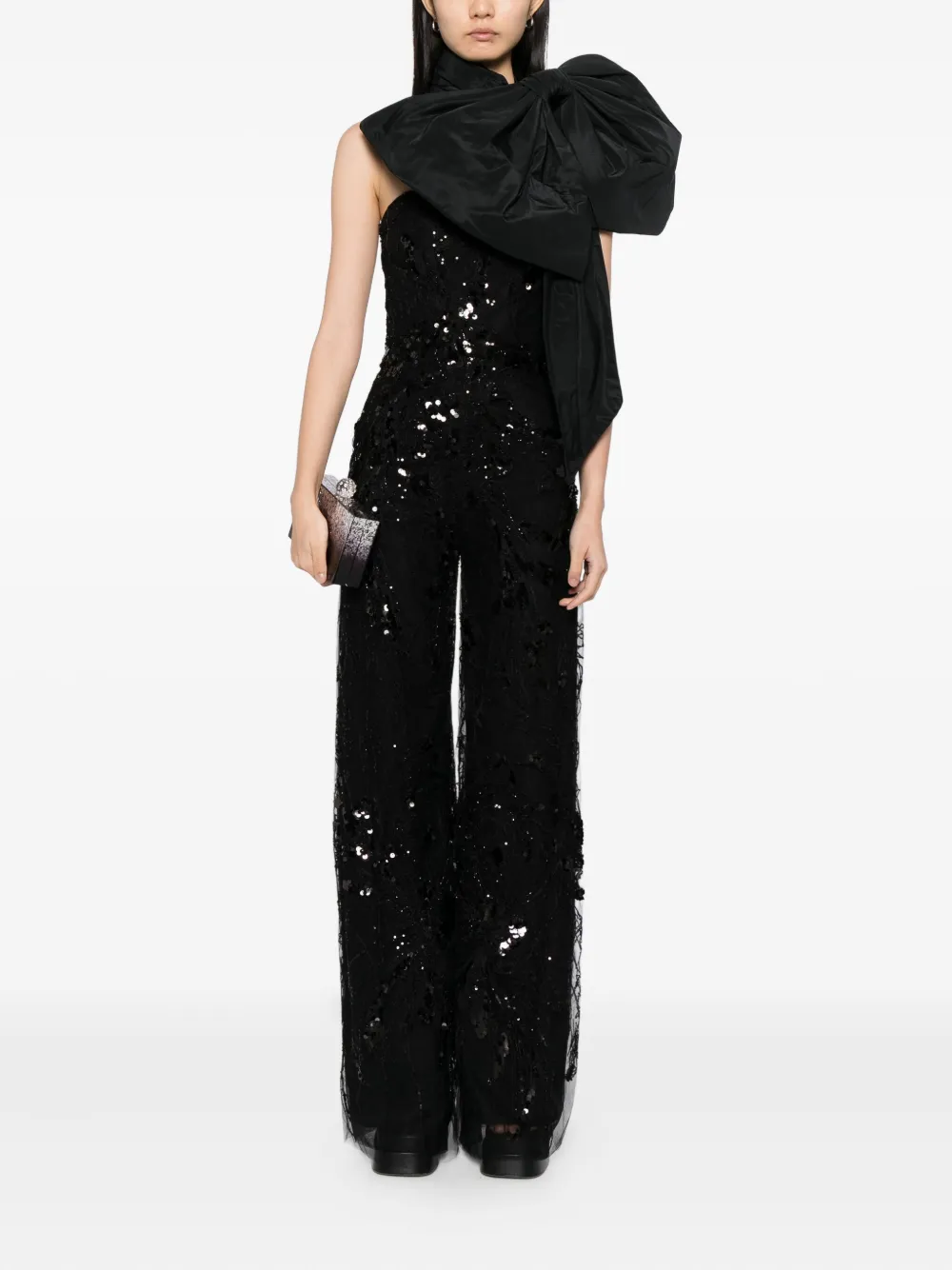 Saiid Kobeisy Jumpsuit met geborduurde pailletten - Zwart
